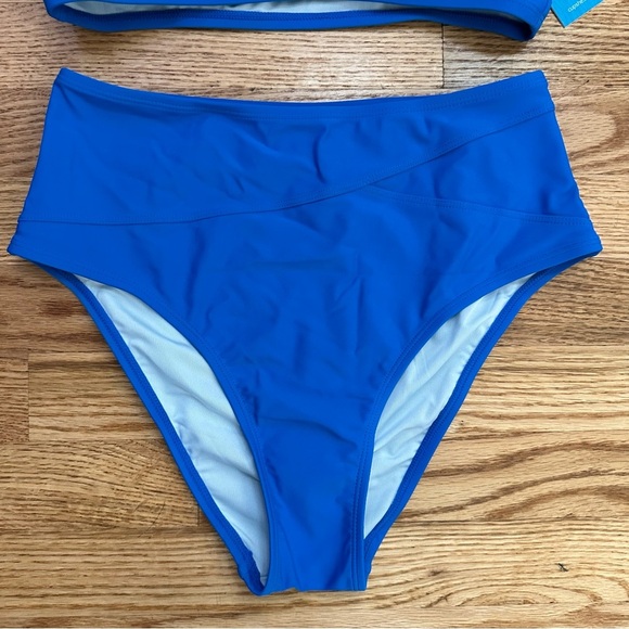 Cupshe Wrap Bralette & Spliced High Waist Bikini Set Blue Size Small NWT - Picture 6 of 14